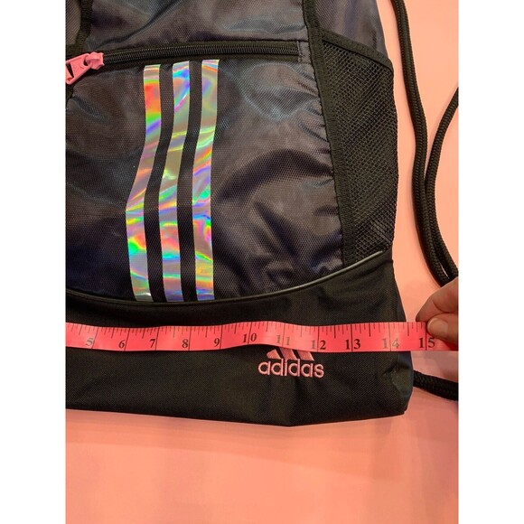 Adidas Limited Edition Three Stripe Backpack Drawstring Tote Pink/Blk Logo Hike - Picture 6 of 11